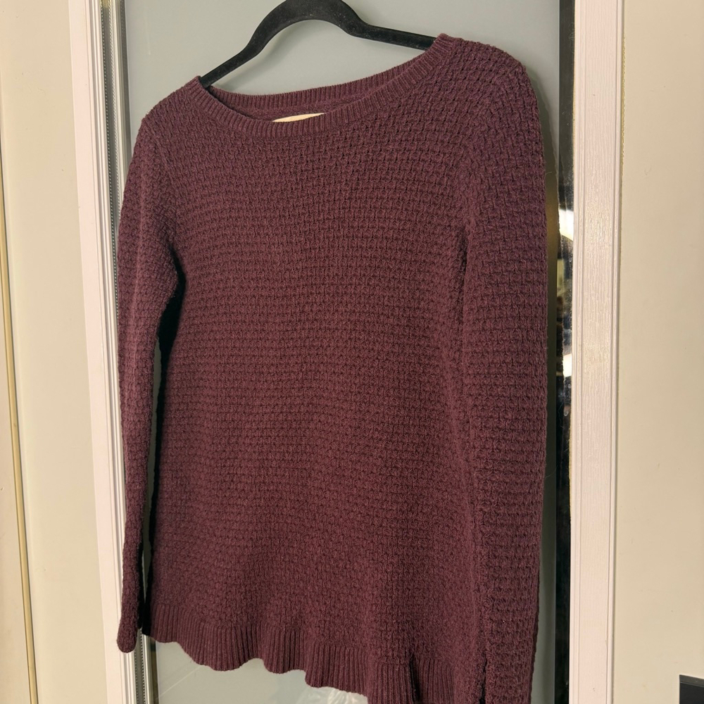 LOFT Maroon Crew Neck Sweater M - Picture 4 of 8